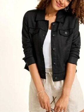 Tommy Bahama Two Palms Linen Raw-Edge Jacket XL | Black | Lightweight Coastal